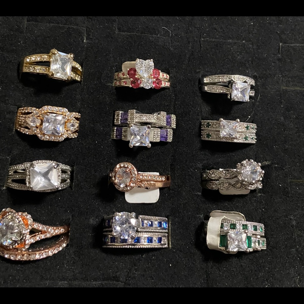 4X HP 🎉💍 Halo Set CZ Solitaire Ring Set - Picture 6 of 6